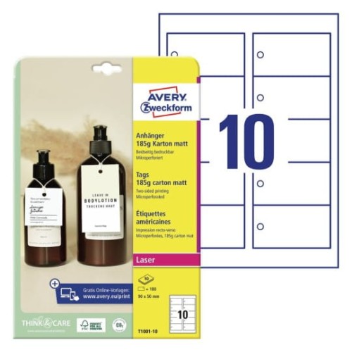 Zawieszki kartonowe mikroperforowane 90x50 mm