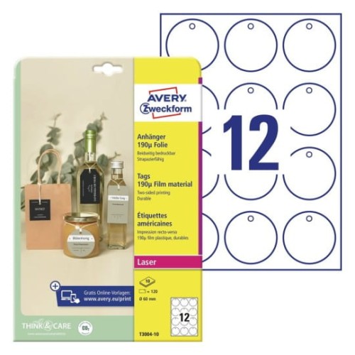 Zawieszki foliowe Ø 60 mm, laserowe, kolorowe