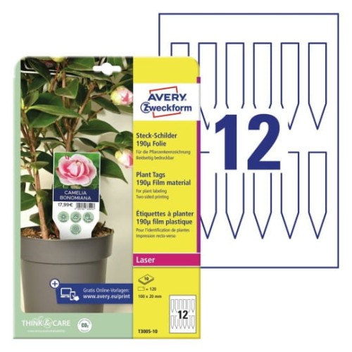 Tabliczki do oznaczania roślin, foliowe 100 x 20 mm, laserowe, kolorowe