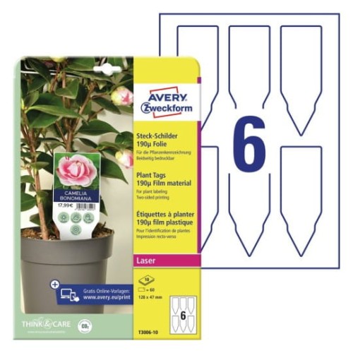Tabliczki do oznaczania roślin, foliowe 128 x 47 mm, laserowe, kolorowe