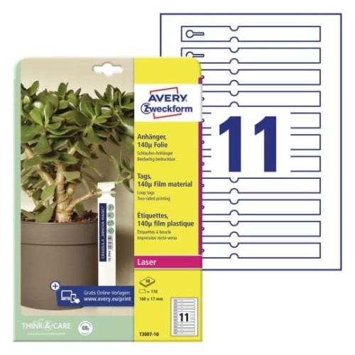 Etykiety pętelkowe do roślin, foliowe 160 x 17 mm, laserowe, kolorowe