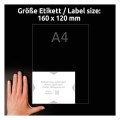 Podkładki pod etykiety 160 x 120 mm, wstępnie zadrukowane, A4