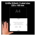 Podkładki pod etykiety 220 x 160 mm, wstępnie zadrukowane, A4