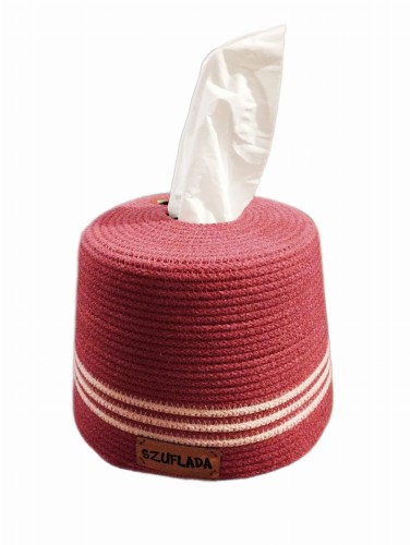 Pojemnik ze sznurka - na chusteczki - Szuflada - kolor różowy